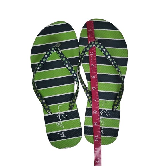 Vera Bradley Women's Blue Green White Luck Stripe Flip Flops Size 10 NWOT - Picture 4 of 12